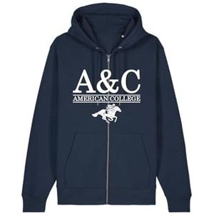 AMERICAN COLLEGE USA Sweat Zip Marine 14 Ans Decontracte, Bleu, 14 ans