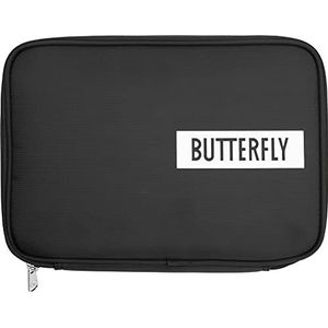 Butterfly Tafeltennis hoes met logo - tafeltennishoes + breukbescherming voor maximaal 2 rackets - rechthoekig design - zwart