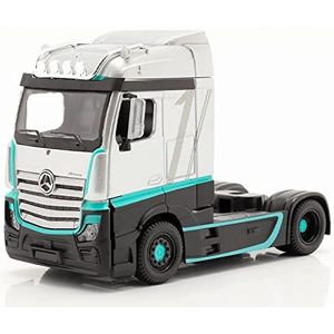 Burago - May Cheong GROUP-BBURAGO-1/43 Street Fire-vrachtwagencabine Mercedes Benz Actros-grijs en groen voor kinderen vanaf 3 jaar - 32202, 32202, meerkleurig