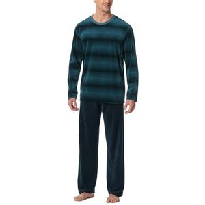 Schiesser Slaappak, lang, pluizig en comfortabel, comfortabele nachtkleding, pyjamaset voor heren, jeansblauw_182023