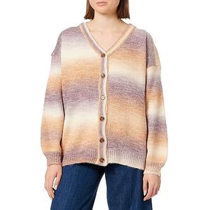 Sidona Cardigan à boutons pour femme, beige, violet, multicolore, M-L