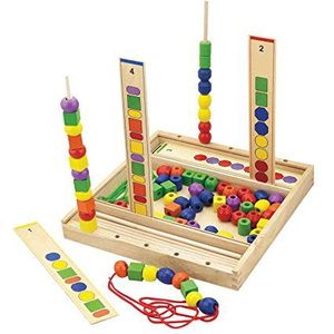 Viga Toys - Kralenspel - Kleur & Vorm Volgorde | Geschikt voor kinderen | 8 patroon plankjes | Stimuleert hand-oog coördinatie