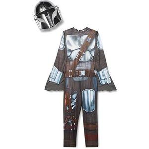 Rubies Klassiek Mandalorian kostuum voor jongens of meisjes, officiële jumpsuit uit de Mandalorian-serie met bedrukte details, grijs/bruin, klein, 4-6 US / 3-4 jaar