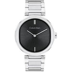 Calvin Klein Collectie Sensation Analoog kwartshorloge voor dames, met roestvrijstalen of leren armband, zwart, armband, Zwart, Armband