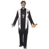 Smiffys Zombie Alley zombie priester kostuum heren top bloed latex wond kraag en broek Zombie Alley Halloween M 38878