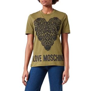 Love Moschino Dames T-Shirt Maxi Kant Hart L, Groen