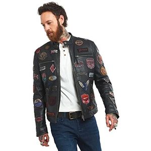 Joe Browns Biker heren leren jas zwart M, zwart.