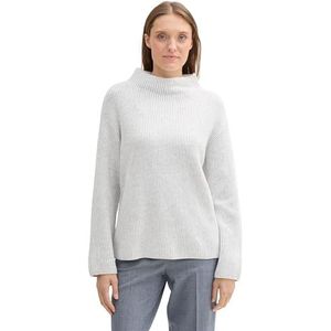TOM TAILOR Pull pour femme, 37138 - Morning Grey Mel Plaited Rib, XS
