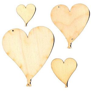 Petra S knutselnieuws A set lbh65s20 houten ballon hart, 4 verschillende maten, 20 stuks, 5 stuks