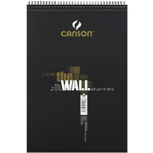 CANSON The Wall, Markeerpapier, extra glad, 200 g/m², 123 lbs, spiraalalbum kleine kant, A3 - 29,7 x 42 cm, wit, 30 vellen