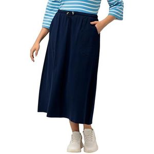 Ulla Popken Sweaterrok met smokbund taille, damesrok, Blauw