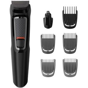 Philips Tondeuse tout-en-un 7 en 1, série 3000 Kit de toilettage pour barbe et cheveux avec 7 accessoires, dont tondeuse pour nez, lames auto-affûtées, prise britannique à 3 broches MG3720/33