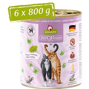 GranataPet Delicatessen Lam en kalkoen - nat kattenvoer - kattenvoer - graanvrij en suikervrij voer - 6 x 800 g