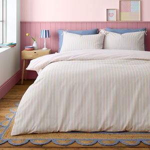 Catherine Lansfield Brighton Beddengoedset voor kingsize bed, dekbedovertrek en kussenslopen, pastelstrepen