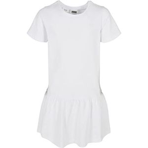 Urban Classics Meisjesjurk T-shirt met ruches, verkrijgbaar in 4 kleuren, 110/116-158/164, Wit