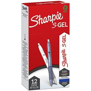 Sharpie S-gel | gelpen | middelste punt (0,7 mm) | body ijsblauw en parelwit | blauwe inkt | 12 stuks