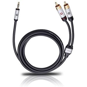 Oehlbach 60004 i-Connect kabel, 3,5 mm jack naar 2 RCA, 3 m, zwart