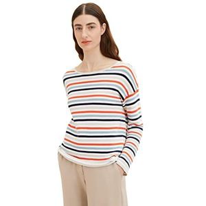 TOM TAILOR dames sweater, 32092 - Red Blue Knit Stripe