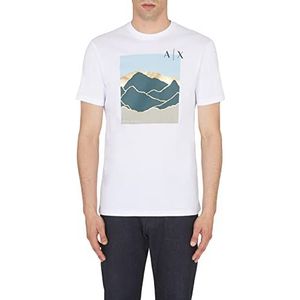 Armani Exchange Grafische Valley, klassieke pasvorm T-shirt voor heren, Wit.