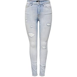 ONLY ONLForever Skinny Fit Jeans voor dames, hoge taille, destroyed, lichtblauw, gebleekt den, M, lichtblauw Bleached Den