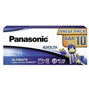 Panasonic Evolta AAA Micro LR03 alkalinebatterijen in plasticvrije verpakking, 1,5 V, hoogwaardige batterij met bijzonder lange levensduur, alkalinebatterijen, 10 stuks