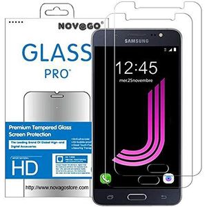 NOVAGO Compatibel met Samsung Galaxy J3 2016 (J320) displaybeschermfolie van gehard glas, zeer resistent, schokbestendig (displaybeschermfolie, kleiner dan op het scherm) (2 stuks)