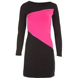 WINSHAPE Wk3 Casual mini-jurk voor dames, met inzetstuk in contrasterende kleur, Urban Style, sport, vrije tijd, Zwart/Roze
