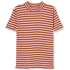 Scotch & Soda Fitted Short Sleeve High Neck Tee in Yarn Dyed Stripe Meisjes T-Shirt, 0597 Combo rood