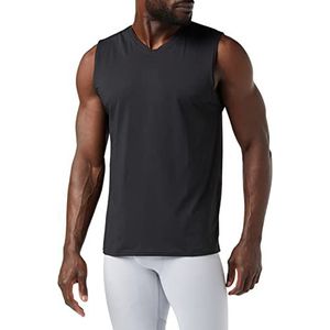 MEETYOO Tanktop voor heren, mouwloos T-shirt, loopshirt, voor sport, joggen, krachttraining, V-zwart