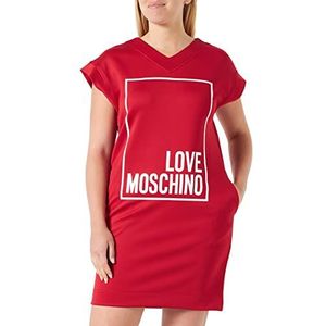 Love Moschino Jurk met korte mouwen en V-hals, damesjurk, Rood