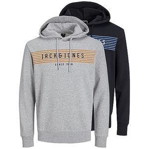 JACK & JONES Jcoplanet Fst 2pk Mp Hoodie Heren Hoodie, Zwart pakket: zwart + lgm