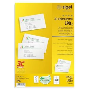 SIGEL Lp791 visitekaartjes, bedrukbaar, 3C, 8,5 x 5,5 cm, 190 g, 400 stuks