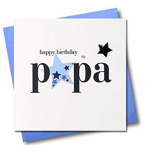 Claire Giles Hearts and Stars verjaardagskaart ""Happy Birthday Papa"", blauw