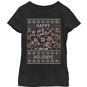 Disney Group Shot Happy Holidays kerst-T-shirt, meisjes, zwart, XS, zwart.