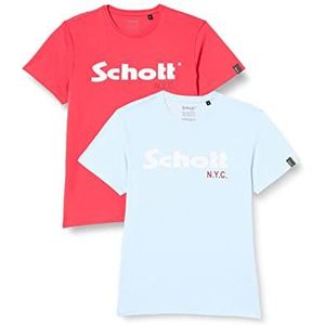 Schott T-shirt (pack de 2) Homme, Sky/Corail, M