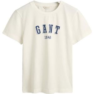 GANT T-shirt à col en C pour femme Reg Printed Ss, Coquille d'œuf, XXL