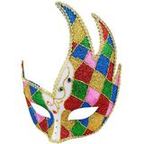 Boland 00200 Venice Jester oogmasker, glitter en edelstenen, 16 x 21 cm, masker, accessoires, carnaval, themafeest, Halloween