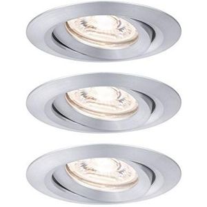 Paulmann 94297 LED Nova Mini inbouwspots Ronde hoek draaibaar incl. 3 x 4 watt inbouwspot voor plafond aluminium gedraaid inbouwlamp aluminium warm wit 2700K