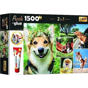 Trefl 26181 Puzzel met 1500 stukjes, lijm en conserveringsmiddelen, lay-out en combineren van elementen, creatief entertainment, voor volwassenen en kinderen vanaf 12 jaar, 2-in-1 set, schattige puppy