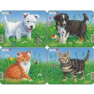 Larsen - Ingelijste puzzelset voor honden en katten, 4 x 6 stuks, M13