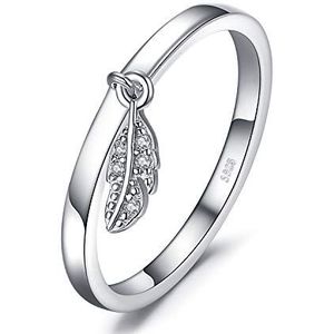 JewelryPalace Zirkonia ring met kubieke ring, verlovingsring voor dames, veren, bedelringen, verjaardag, bruiloft, belofte, trouwring, 925 zilver, geelgoud verguld, roségoud, sieraden cadeau,
