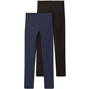 NAME IT Leggings voor meisjes, Donkere saffier/pakket: verpakt met zwart