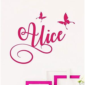 Ambiance Sticker Gepersonaliseerde voornaam, personaliseerbare naamsticker, wanddecoratie, kinderkamer, 2 planken van 5 x 10 cm en 50 x 30 cm, fuchsia