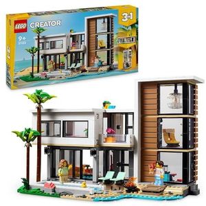 LEGO Creator 31153 Het moderne 3-in-1 huis om te vormen tot een stadsgebouw met 3 verdiepingen of een chalet in het bos, bouwspel, cadeau-idee voor kinderen, jongens en meisjes vanaf 9 jaar