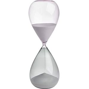 TFA Dostmann Zandloper - Groot formaat, 60 minuten looptijd, glas, grijs-roze - Ideaal als decoratie-object - 30 cm - Perfect cadeau