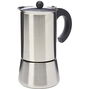 Ibili 611312 Indubasic espressomachine, voor 12 kopjes, roestvrij staal 18/10, bruin