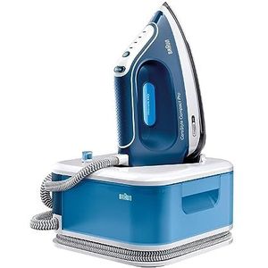 Braun CareStyle Compact Pro IS 2565 BL stoomstrijkstation met FreeGlide 3D-zool, verticale stoom, 2400 W, pompdruk 6,5 bar, stoomstoot 430 g/min, groot waterreservoir van 1,5 l,