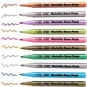 Baker Ross AX379 Deco Pennen Goud en Zilver - Set van 10 metallic kleuren, kleurpotloden voor kinderen, perfect voor scrapbooking en vrijetijdsactiviteiten