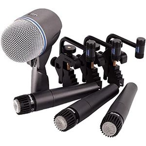 Shure Drum Microfoonset voor Performing en Recording Drummers, Handig Verpakt Selectie van Mics en Mounts met opties voor Kick Drum, Snare Drum, Rack Toms, Floor Toms en Congas (DMK57-52)