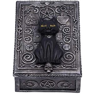 Nemesis Now Familiar Spell sieradendoosje, zwarte kat, 13,7 cm, zilverkleurig